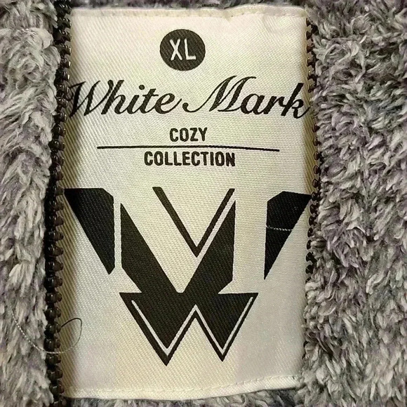 White Mark Full Zip Sherpa Hoodie Charcoal Grey Size XL - Picture 2 of 8